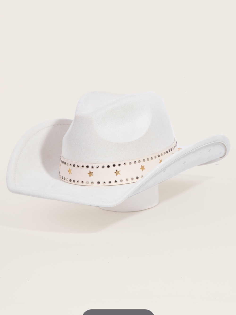White Western Cowboy Hat with Star-Studded Band
